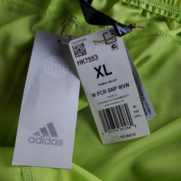 Adidas Womens Pacer Shorts Size XL Pulse Lime Running Training Gym Snap Side New - Picture 7 of 7